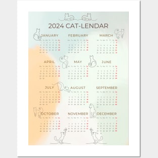 Minimalist Cat 2024 Wall Calendar Posters and Art